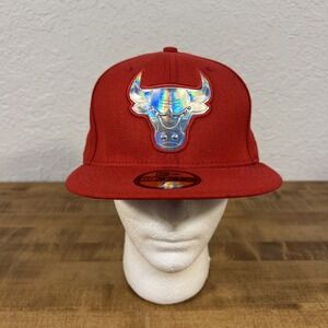 New Era 59Fifty Chicago Bulls Fire & Ice NBA Fitted Hat Cap 7 3/8 Red